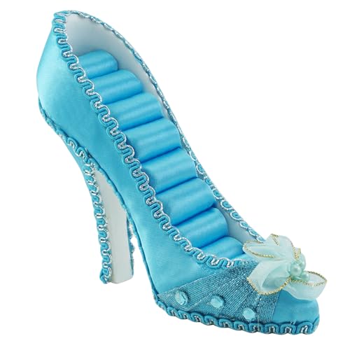 Ring Holder High Heel Shoe Design Fashion Jewelry Organizer Display Birtyday Gift (Turquoise) - color: Turquoise