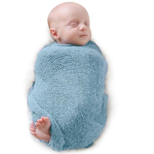 Newborn Photography Props Stretch Newborn Photography Wrap Blanket for Baby Boys Girls Posing Photo Shoot Props - color: Ocean