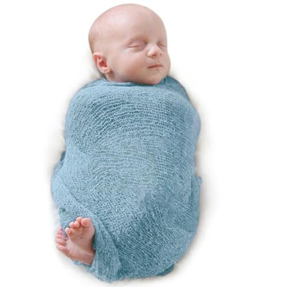 Newborn Photography Props Stretch Newborn Photography Wrap Blanket for Baby Boys Girls Posing Photo Shoot Props - color: Ocean