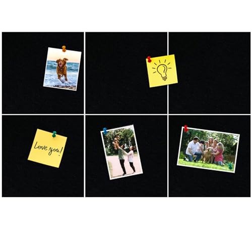 Square Felt Cork Bulletin Board Tiles, Self Adhesive DIY Felt Pin Board for Wall 30" x 20" with 35 Pushpins for Office School Home Wall Decor Stickers Memos Photos Display (Black) - color: B- Black, size: Square