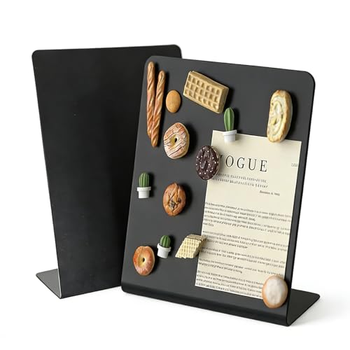 2 Pack Desk Magnetic Bulletin Board Metal Tabletop Memo Souvenir/Photos Display Board Magnet Display Stand for Home School Kitchen Office (2, Black, S) - color: Black, size: S