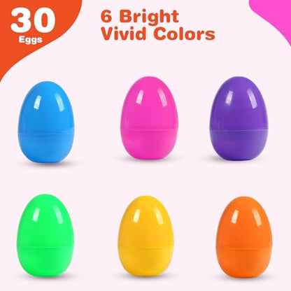 30Pcs Fillable Easter Eggs, 2.36'' Plastic Bright Easter Eggs Empty Bulk Assortment, Perfect for Easter Egg Hunt/Surprise Egg