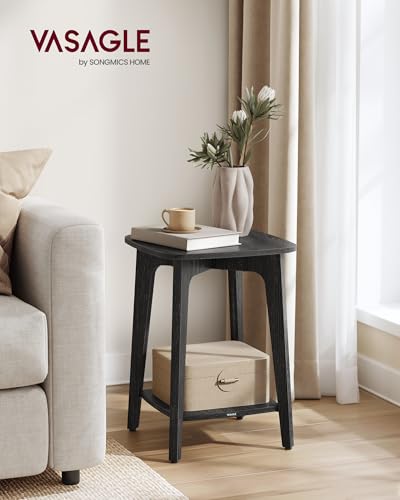 VASAGLE MAEZO Collection - Side Table, 2-Tier Small Square End Table, Nightstand with Tapered Legs, Curved Transitions, for Small Spaces, Living Room, Bedroom, Charcoal Gray ULET236B01 - color: Charcoal Gray, size: 1 pack
