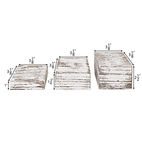 MOOCA Customizable Wooden Display Risers Set - 3 Different Height Stands for Jewelry, Watches, Cosmetics, and Accessory, Antique White Color - color: Antique White