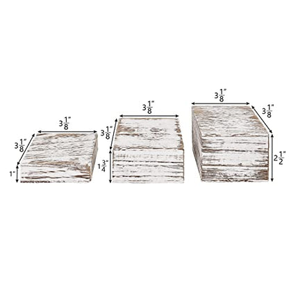 MOOCA Customizable Wooden Display Risers Set - 3 Different Height Stands for Jewelry, Watches, Cosmetics, and Accessory, Antique White Color - color: Antique White