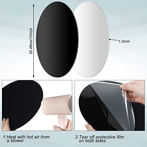 2 Pieces 12 Inch Reflective Display Table Riser Professional Product Photography Black and White Background Display for Product Table Top Photography Shooting