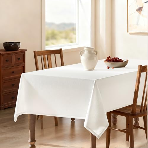Natural Linen Square Tablecloth Neutral Wrinkle-Proof Faux Burlap Table Clothes for Dining 55 x132 - color: Natural, size: 55" x 132" (Rectangular)