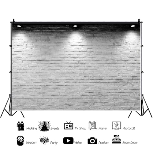 Vinyl 6.5x5ft Backdrop Photography Background White Brick Wall Computer-Print Seamless Photo Background Children Baby Adults Portraits Photo Studio Props - size: 6.5x5ft