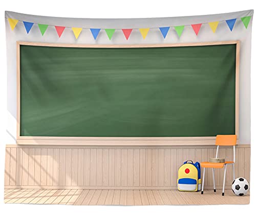 Fabric 7x5ft Back to School Chalkboard Digital Classroom Backdrop Wooden Floor School Picture Backdrop for Photography Teaching Online Classes Photoshoot Props - size: 7x5FT