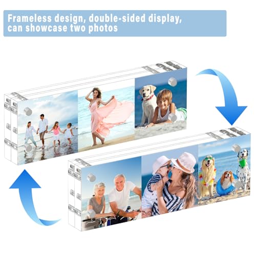 HELPLEX Acrylic Frame, 5 Pack 2x6 Acrylic Picture Frames Photo Booth Frame, 20mm Thicker Frameless Clear Double Sided Magnetic Frame, Free Standing Desktop Display - size: 2x6(5 Pack)