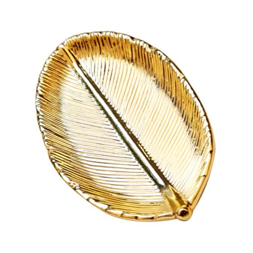 CLISPEED Ceramic Jewelry Display Tray Leaf Shape Nail Art Display Plate Gold Jewelry Organizer Ring Holder Photo Prop for Vanity Table Storage
