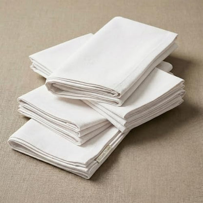 ACCENTHOME Accent Home 100% Cotton Napkins, Delicate Cloth Napkins for Dinners, Parties and Weddings，18 x 18 Inch Set of 12 - White - color: 12 - White - Twill, size: 18"x18" - Pack of 12