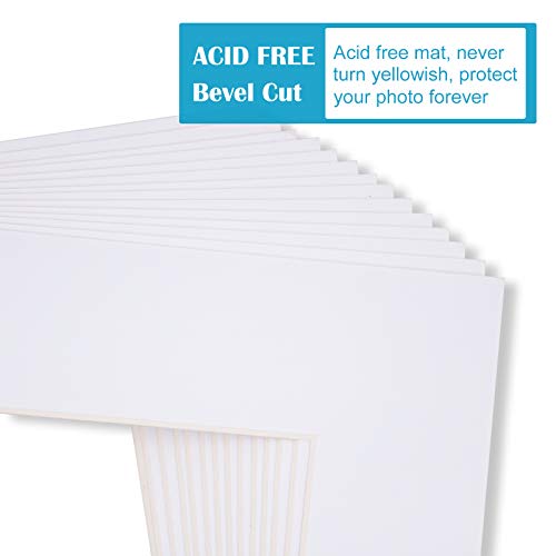 Egofine 5x7 White Picture Mats Pack of 14, Frame Mattes for 4x6 Pictures, Acid Free, 1.2mm Thickness, with Core Bevel Cut - color: White-5"x7" for Photos 4"x6" Pack of 14