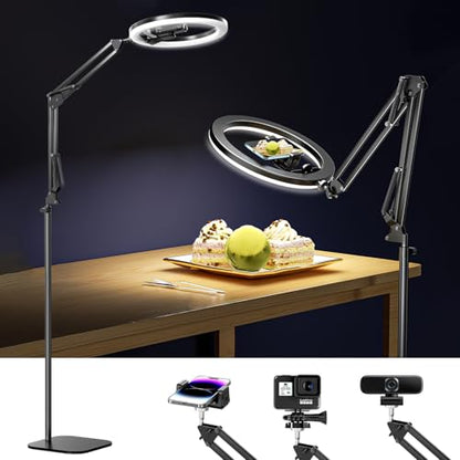 UBeesize 12" Ring Light Tripod for iPhone with Overhead Phone Mount, 75" Tall Ring Lights with Stand and Camera Mounts for Photography/Live Streaming/TikTok/YouTube Content Creation - size: 12in-Stand