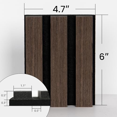 Smartstandard Sample Wood Slat Wall Panel, Soundproof Wooden Wall Panels, Acoustic Wood Panels for Wall, Dark Walnut, Sample Pack - color: Dark Walnut, size: 6" x 4.7"