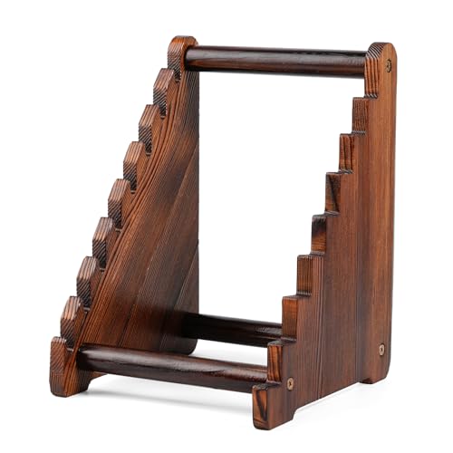 Jarsinjoy Wood Knife Display Stand, Universal Pocket Knife Holder & Fixed Blade Showcase, Solid Wood Knife Rack for Collectors, Holds Up to 8 Knives, Office & Home Decor (No Knives)