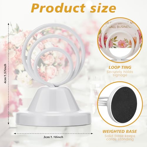 Fulmoon 24 Pcs Mini Table Number Holders Place Card Holders 1.5 Inch Steel Table Sign Stands for Wedding Graduation Reception Restaurant Home Photo Picture Office Memo (White) - color: White