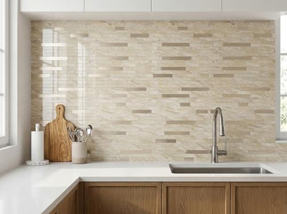 Yipscazo 2026 New Upgrade Peel and Stick Backsplash, Stick on Backsplash Tiles for Kitchen, Bathroom, Fireplace (10 Sheets, Polished Beige Yellow) - color: Polished Beige Yellow