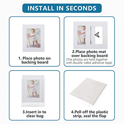 Somime 10 Pack White Photo Board 11x14 Mat for 8.5x11 Photo Mat, White Core Bevel Cut 11x14 Matted Picture Frame Mat Kit Includes 10 Pre Cut Frame Mats & 10 Acid Free Backers & 10 Clear Seal Bags - size: 11x14 10pack white complete set for 8.5x11