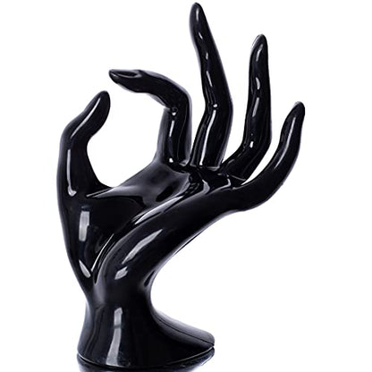 HOMEGOAL Hand Jewelry Holder, Bracelet Ring Watch Jewelry Display Holder Stand, Mannequin Hand, Polyresin, 7 Inch (Black) - color: Black