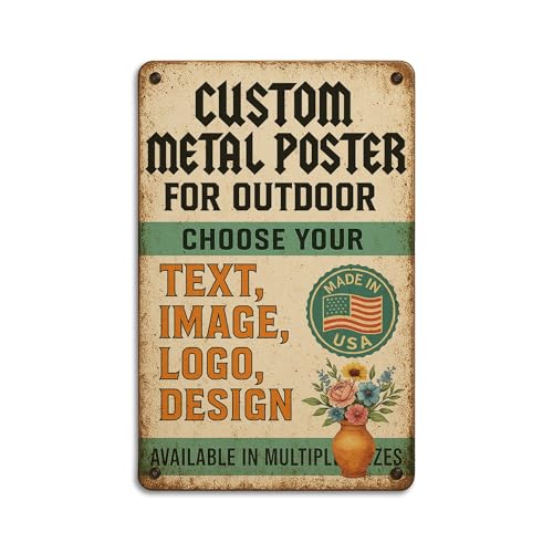 Custom Outdoor Signs by BCB Print - Personalized Metal Wall Art with Your Photo, Text or Logo | Heavy-Duty 1mm Thick Outdoor Decor for Street, Garage & Garden | Made in USA | Multiple Sizes - color: Metal Poster Outdoor