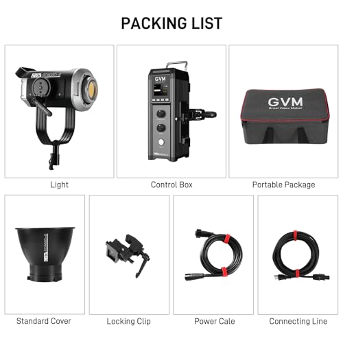 GVM 600W Bi-Color LED Video Light, 2700K-6800K Studio Photography Lighting, 128000Lux/1m Continuous Lighting Kit with APP & DMX Control for Filmmaking, Live Streaming, Broadcasting - size: 600W02