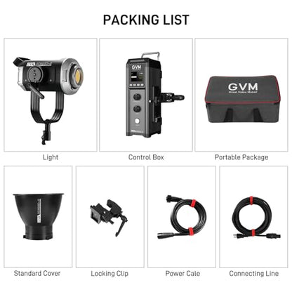 GVM 600W Bi-Color LED Video Light, 2700K-6800K Studio Photography Lighting, 128000Lux/1m Continuous Lighting Kit with APP & DMX Control for Filmmaking, Live Streaming, Broadcasting - size: 600W02