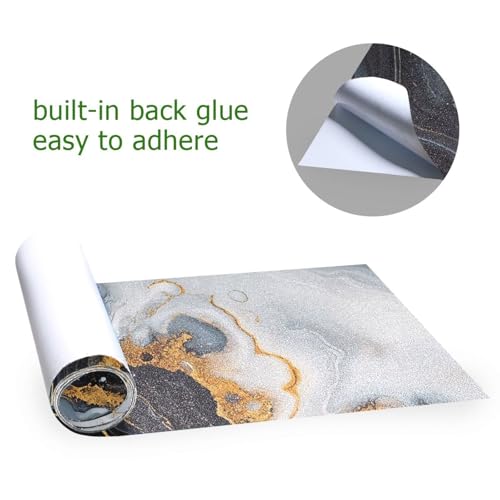 STAYTOP Black Gold Marble Texture Skateboard Grip Tape Sheet 44x10inch,Non Slip Waterproof Sandpaper Scooter Grip Tape Longboard Griptape - size: M：44.1x10.1inch
