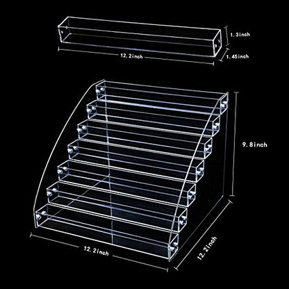 7 Tiers Essential Oils Nail Polish Rack Acrylic Lipstick Holder Display Stands Dropper Bottle Organizers Wide Tall Dresser Balls Commodity Goods Shelf for Store Shop Countertop Checkout Counter Case - size: 7 floor