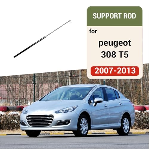2007-2013 Compatible with Peugeot 308 T5 Car Bonnet Hood Support Hydraulic Rod Strut Bars Lift Spring Shock Bracket Styling(Carbon red) - color: Carbon red
