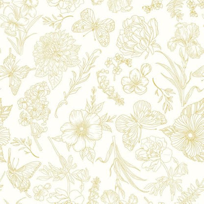 Gold Wallpaper Floral Peel and Stick Wallpaper White and Gold Wall Paper Laundry Room Contact Paper Self-Adhesive Removable Nursery Kids Room Bathroom Bedroom Shelf Liner Vinyl 78.7" x 17.3" - color: Yellow and Beige, size: 17.3" x 78.7"