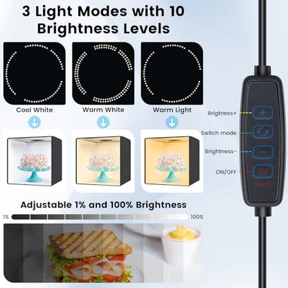 Portable Light Box & Soft Box, 16"x16" Professional Shooting Tent with 120 LED Lights Photo Studio Light Box Photography with 6 Color PVC Backdrops for Jewelry and Product Photography - color: Black-16inch Studio Box