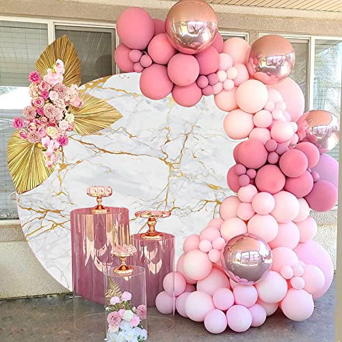 Yeele 7x7ft Grey Gold Marble Texture Round Backdrop Normcore Polyester Photography Background for Themed Birthday Wedding Bridal Shower Baby Shower Banner Anniversary Events Activities Photo Props - size: 7x7ft-Diameter
