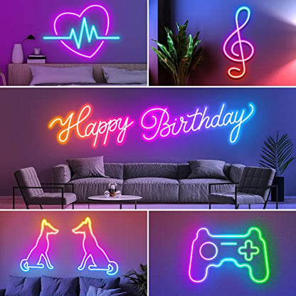 AILBTON 60Ft Neon Rope Lights,Flexible Led Rope Lights Control with App/Remote,Multiple Modes Music Sync Gaming RGB Led Neon Lights for Bedroom Outdoor - size: 60FT