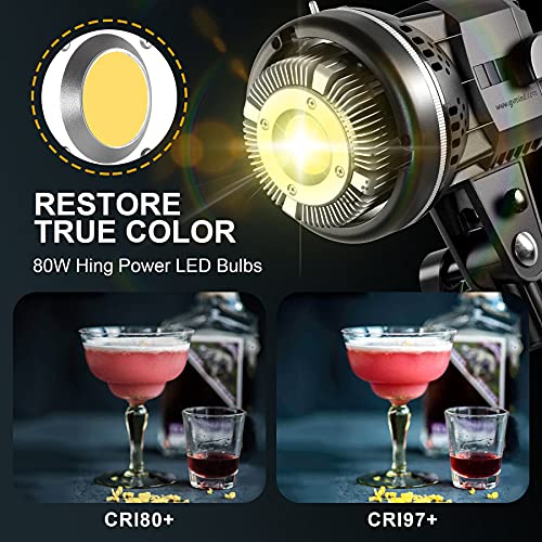 GVM Great Video Maker 80W CRI97+ Video Lights with Bowens Mount Color Temperature 5600K Dimmable LED Continuous Lighting Spotlight Photography Shooting Light with Reflector (80W + Filter) (VC-P80S) - color: 12