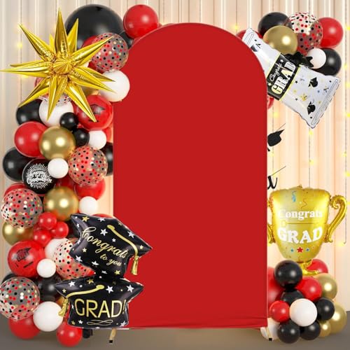 Albassa Arch Backdrop Cover 2-Sided Spandex Wedding Arch Covers Fitted Round Top Chiara Backdrop Stand Cover for Baby Shower Birthday Party Wedding Decoration (Red, 6FT) - color: Red, size: 6FT