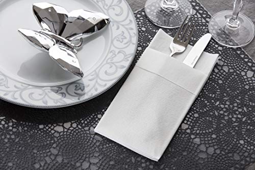 Moyes Home White Disposable Dinner Napkins with Pocket - Linen-Feel Pre-Folded Cloth-Like Paper Napkins for Silverware, Weddings, Dinner Parties, 16x16 in, Pack of 50 - color: White