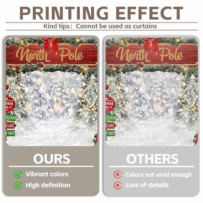 Fabric 10x8ft Merry Christmas Winter Bokeh Photography Backdrop North Pole Forest Snow Xmas Tree Background Santa Party Decoration Holiday Photo Banner Props - size: 10'x8'