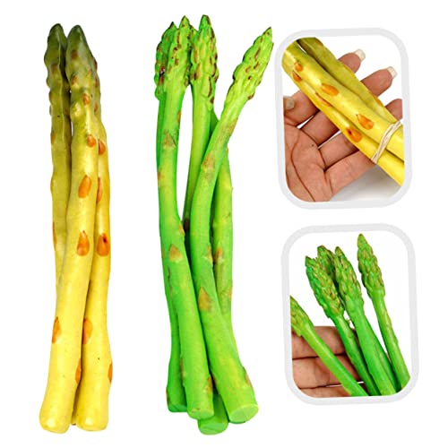 ULTECHNOVO 8pcs Lifelike Asparagus Models Realistic Artificial Vegetable Decorations for Rustic Kitchen Decor PVC Soft Simulation Prop for Home and Photography
