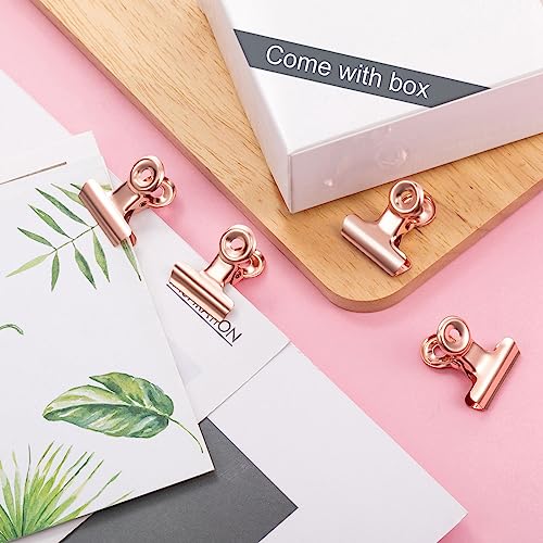 40 Pack Metal Clips 0.87 Inch Small Bull Binder Paper Clips for Picture Photo Crafts Food Bags Home Office Supplies(Rose Gold) - color: Rose Gold