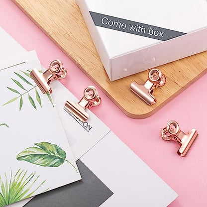 40 Pack Metal Clips 0.87 Inch Small Bull Binder Paper Clips for Picture Photo Crafts Food Bags Home Office Supplies(Rose Gold) - color: Rose Gold