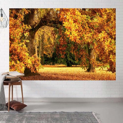 9x6ft Fall Forest Backdrop Fall Leaves Autumn Tree Nature Park Scenery Photography Background Fall Family Wedding Party Outdoor Decorations Supplies Photo Booth Props - size: 9x6ft