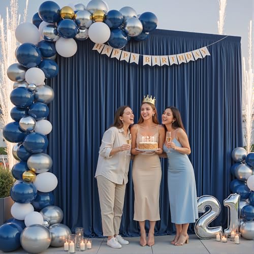 20x10ft Navy Blue Backdrop Curtain Panels for Parties - Wrinkle Free Polyester Photo Curtain Backdrop Wedding Back Drop Fabric Drapes for Party Decorations Background for Photography - color: Navy Blue, size: W5' x H10'(4 panels)