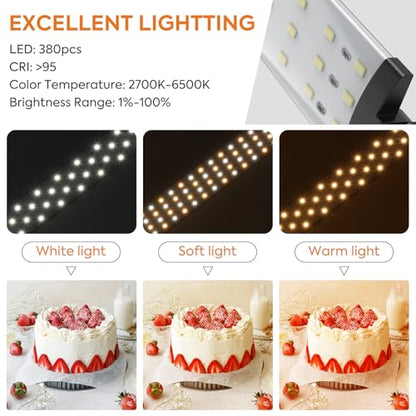 Bi-Color LED Photo Light Box 16x16 inch, 168 Dimmable LEDs Product Photography Lighting Tent with High CRI>98, 6 Colors Backdrops for Jewelry/Artwork/Small Objects Tabletop Studio