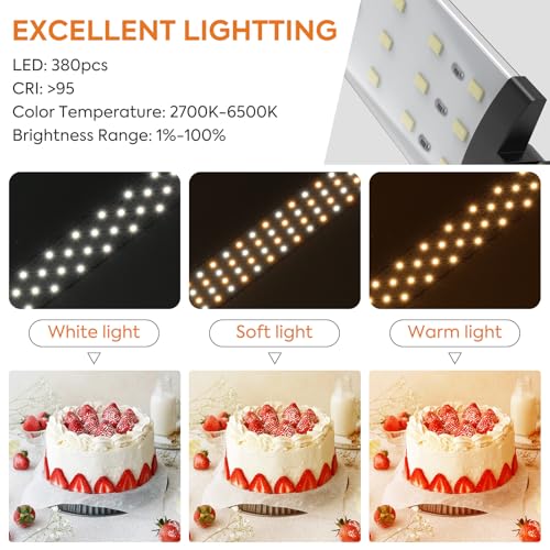 Bi-Color LED Photo Light Box 16x16 inch, 168 Dimmable LEDs Product Photography Lighting Tent with High CRI>98, 6 Colors Backdrops for Jewelry/Artwork/Small Objects Tabletop Studio
