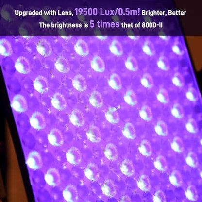 GVM 800D RGB LED Video Light, 2026 Upgraded Panel Light with Optical Len & 6X Brighter (19500 Lux/0.5m), 3200K-5600K Bi-Color, 20 Scene Modes & CRI97+, Studio Lights, Photography Lighting, 1-Pack