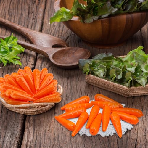 Woration 30pcs Artificial Mini Carrots Lifelike Fake Carrot for Decoration Easter Artificial Simulation Vegetable Home Kitchen Cabinet Shop Crafts Decor Photo Props - color: Mini Carrots