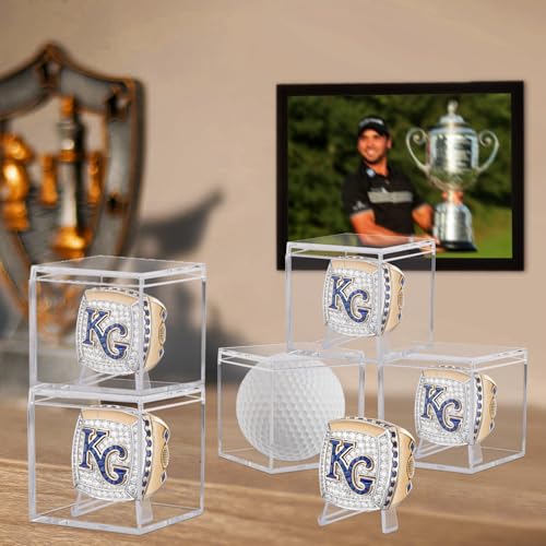 15 Pack Championship Ring Display Case Clear Acrylic Case Display Box for Sports Baseball Basketball Softball Golf Single Ring Coin Holder Stand, 2.16 Inch - size: 15 Pack