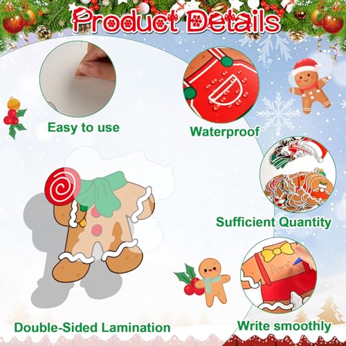 60pcs Christmas Theme Cutouts Gingerbread Man Bulletin Board Decoration Xmas Gingerbread Man Paper Cut-Outs Classroom Decor for Xmas Classroom DIY Craft Photo Wall Door Christmas Winter Party Supplies - style: Gingerbread Man