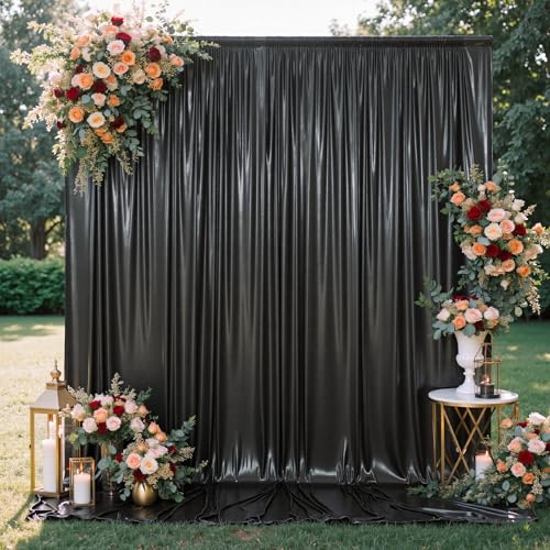 10x10FT Black Sequin Backdrop Curtain for Party - 2 Panels 5x10FT Wrinkle-Free Shimmer Drapes for Birthday, Wedding, Christmas, Decorations & Photography - color: Black, size: 5FT x 10FT(2 panels)